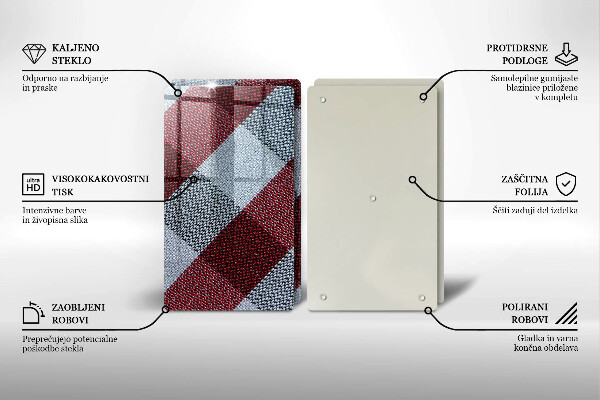 Tagliere in vetro temperato Motivo a quadretti rossi e bianchi