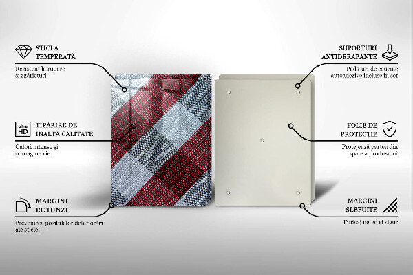 Tagliere in vetro temperato Motivo a quadretti rossi e bianchi