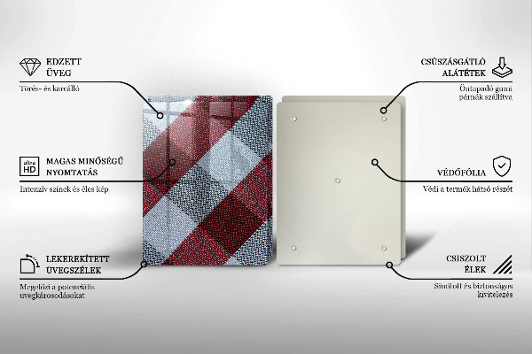 Tagliere in vetro temperato Motivo a quadretti rossi e bianchi