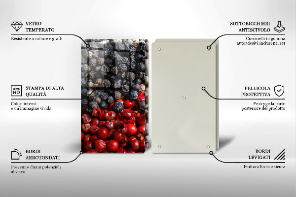 Tagliere in vetro temperato Pepe nero