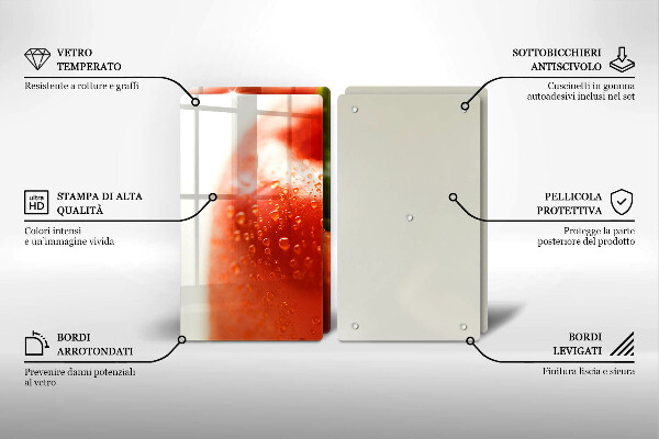 Tagliere in vetro temperato Pepe rosso