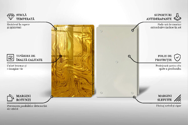 Tagliere in vetro temperato Trama oro