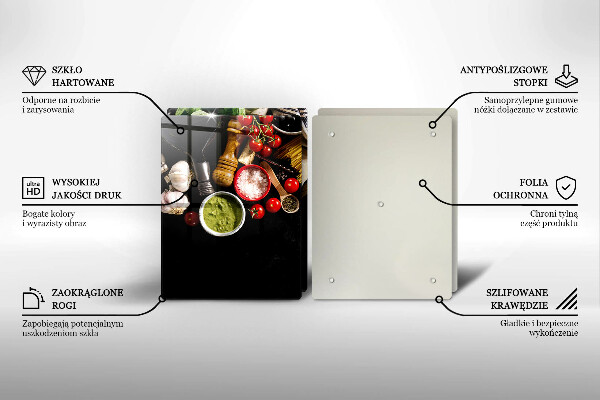 Tagliere in vetro temperato Ingredienti e spezie italiani