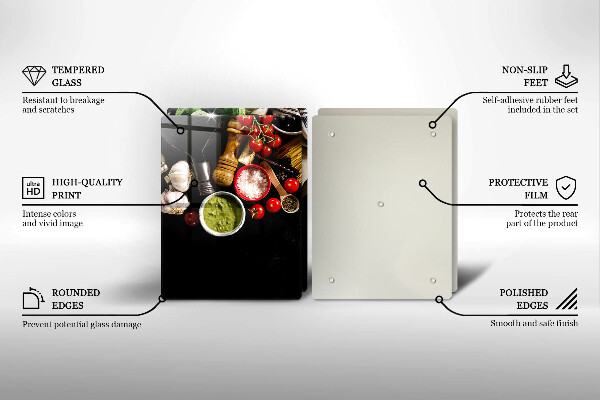 Tagliere in vetro temperato Ingredienti e spezie italiani