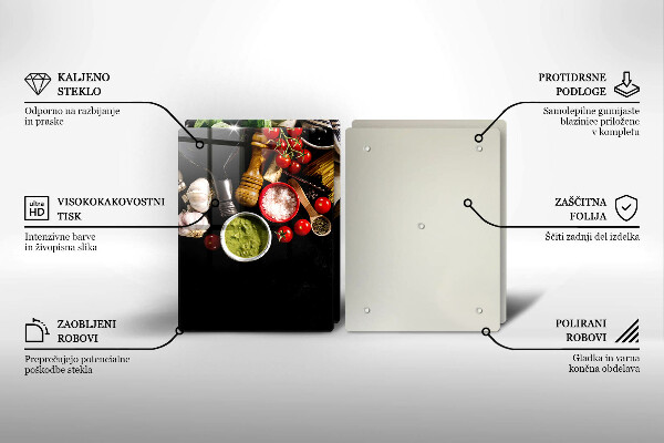 Tagliere in vetro temperato Ingredienti e spezie italiani