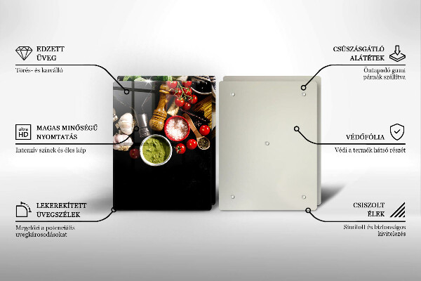 Tagliere in vetro temperato Ingredienti e spezie italiani