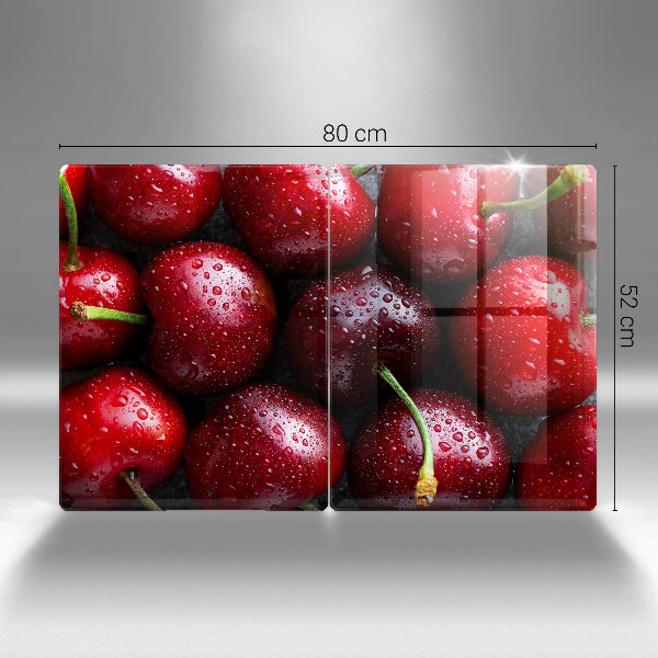 Tagliere in vetro temperato Primo piano delle ciliegie