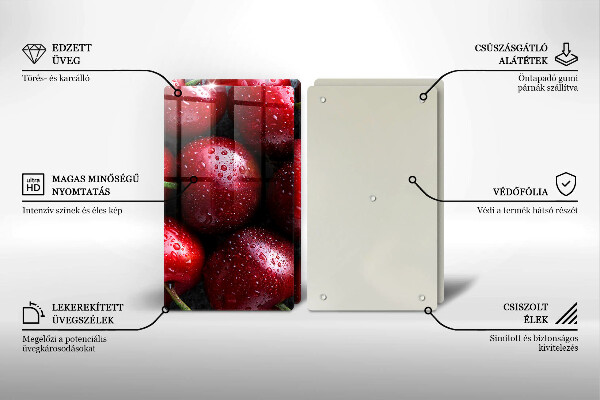 Tagliere in vetro temperato Primo piano delle ciliegie