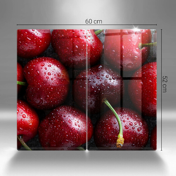 Tagliere in vetro temperato Primo piano delle ciliegie