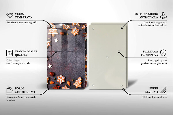 Tagliere in vetro temperato Natale di pan di zenzero