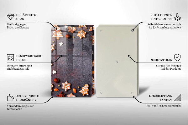 Tagliere in vetro temperato Natale di pan di zenzero