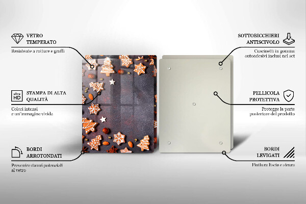 Tagliere in vetro temperato Natale di pan di zenzero