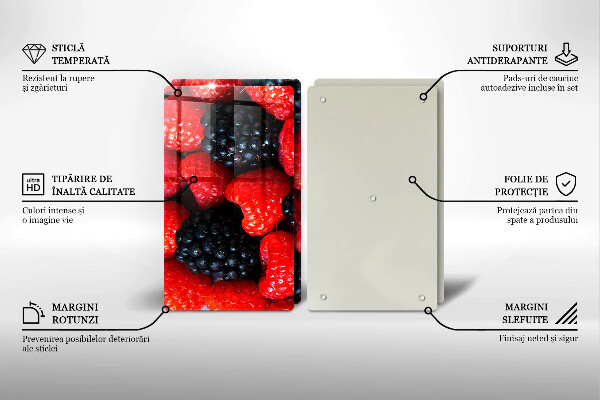 Tagliere in vetro temperato Lamponi e more