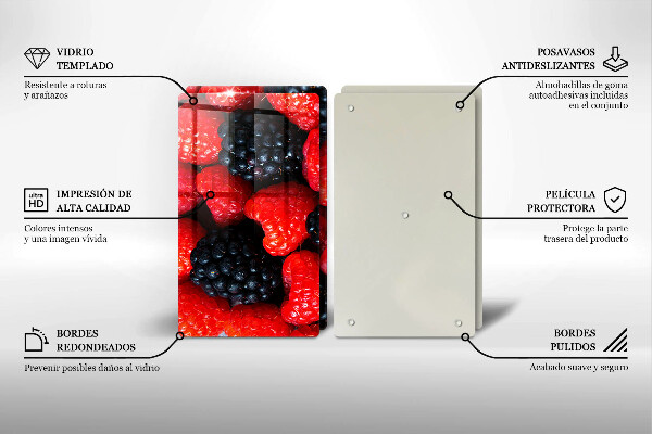 Tagliere in vetro temperato Lamponi e more