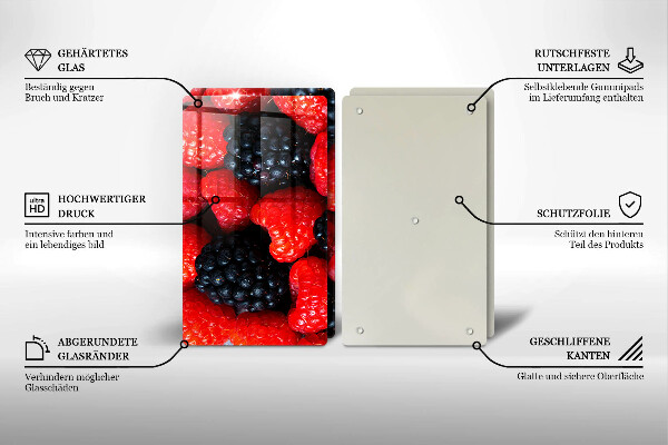 Tagliere in vetro temperato Lamponi e more