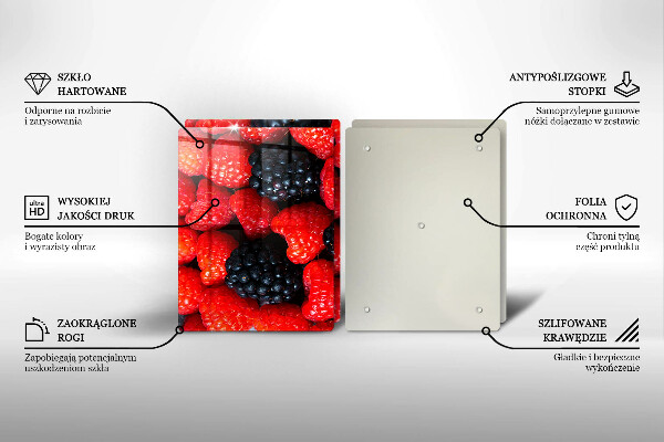 Tagliere in vetro temperato Lamponi e more