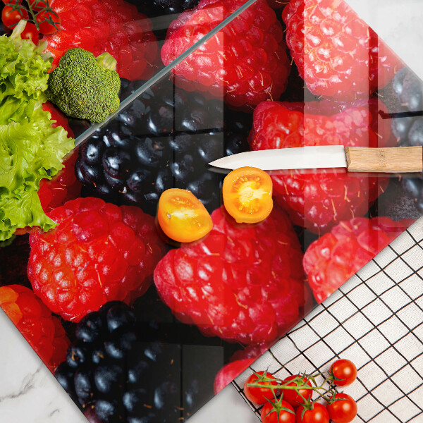 Tagliere in vetro temperato Lamponi e more