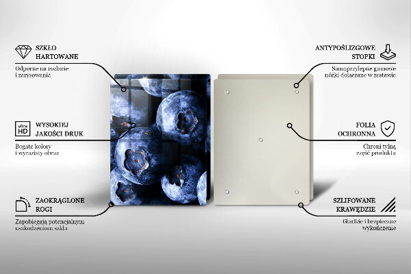 Tagliere in vetro temperato Primo piano di frutti di bosco