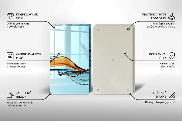 Tagliere in vetro temperato Acqua su sfondo blu