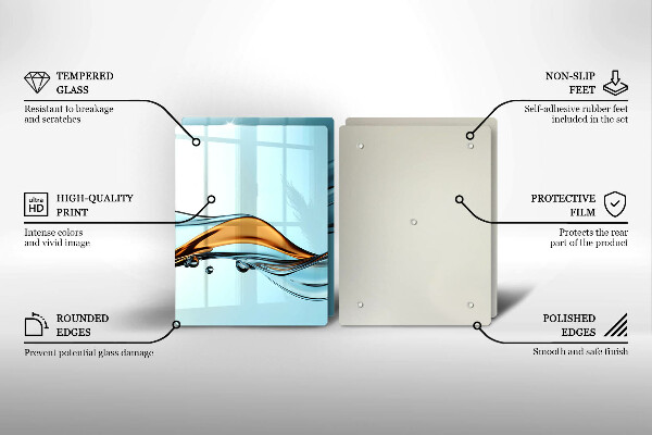 Tagliere in vetro temperato Acqua su sfondo blu