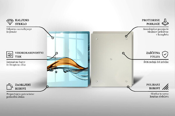 Tagliere in vetro temperato Acqua su sfondo blu