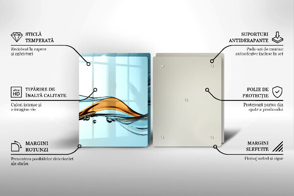 Tagliere in vetro temperato Acqua su sfondo blu