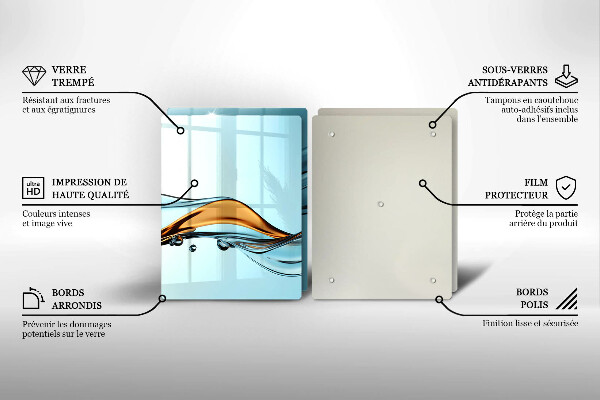 Tagliere in vetro temperato Acqua su sfondo blu