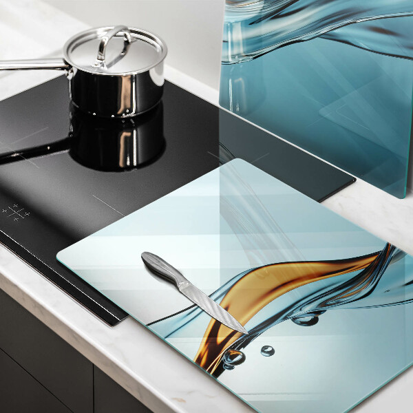 Tagliere in vetro temperato Acqua su sfondo blu