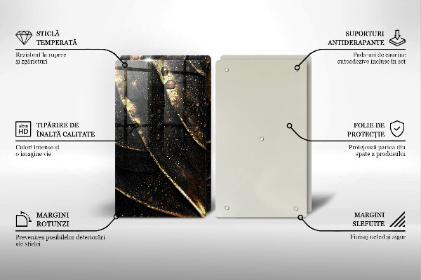 Tagliere in vetro temperato Foglia d'oro