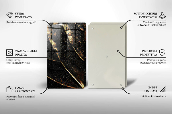 Tagliere in vetro temperato Foglia d'oro