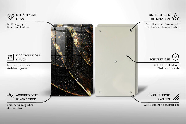 Tagliere in vetro temperato Foglia d'oro