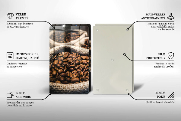 Tagliere in vetro temperato Sacchetti di caffè in grani
