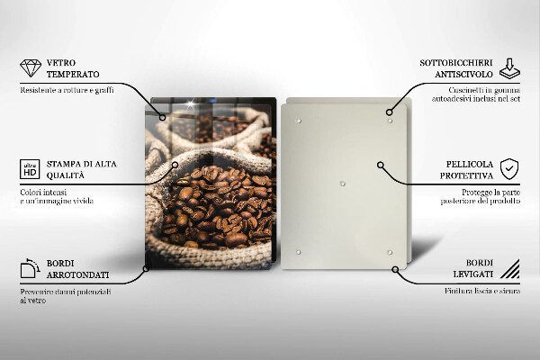 Tagliere in vetro temperato Sacchetti di caffè in grani