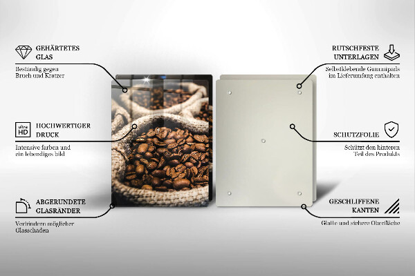 Tagliere in vetro temperato Sacchetti di caffè in grani