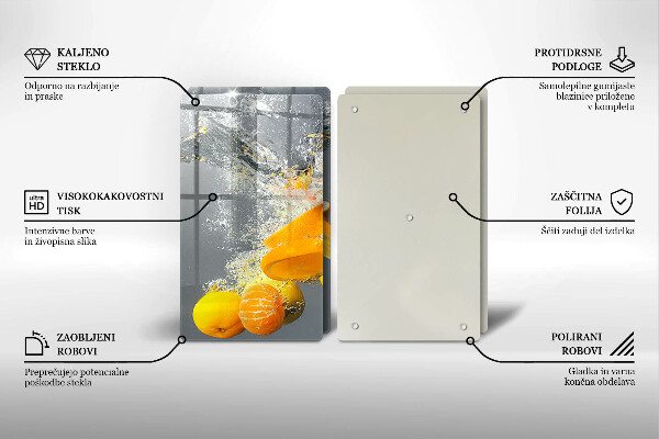 Tagliere in vetro temperato Limoni in acqua