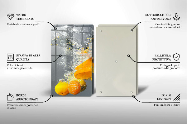 Tagliere in vetro temperato Limoni in acqua