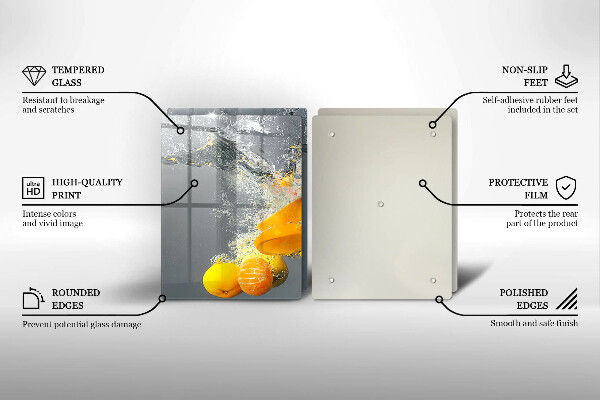 Tagliere in vetro temperato Limoni in acqua