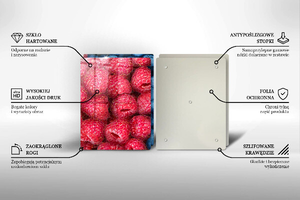 Tagliere in vetro temperato Frutti di lampone e mirtillo