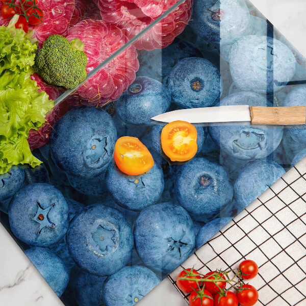 Tagliere in vetro temperato Frutti di lampone e mirtillo