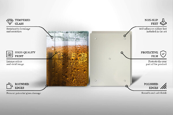 Tagliere in vetro temperato Bicchiere di birra bagnato