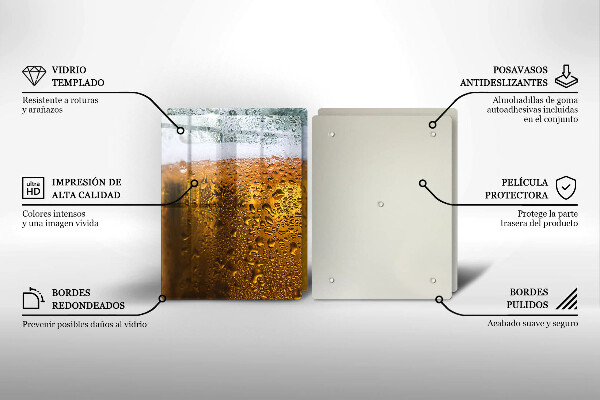 Tagliere in vetro temperato Bicchiere di birra bagnato