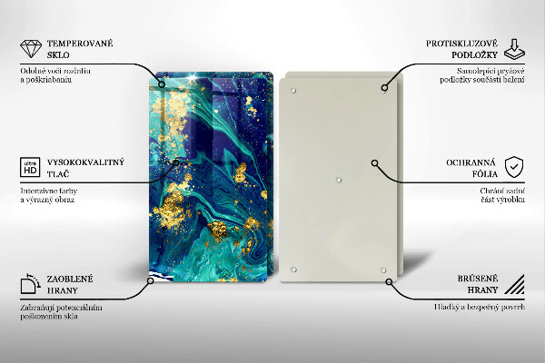 Tagliere in vetro temperato Astrazione con l'oro