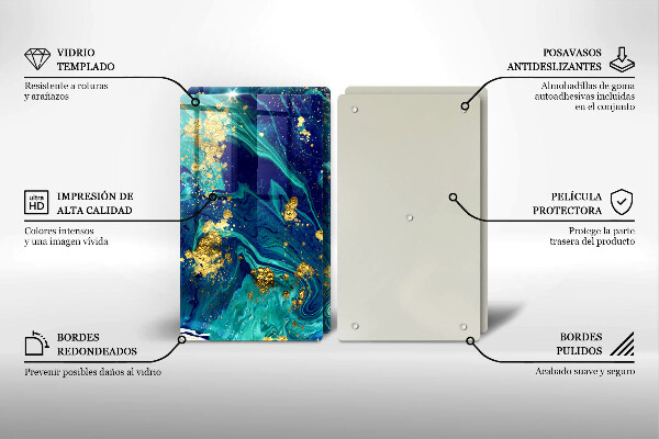 Tagliere in vetro temperato Astrazione con l'oro