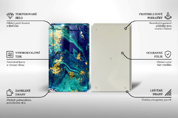 Tagliere in vetro temperato Astrazione con l'oro