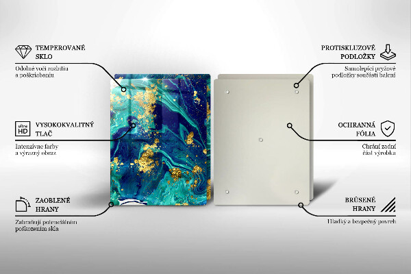 Tagliere in vetro temperato Astrazione con l'oro