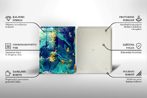 Tagliere in vetro temperato Astrazione con l'oro