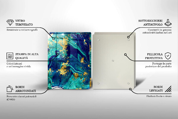 Tagliere in vetro temperato Astrazione con l'oro