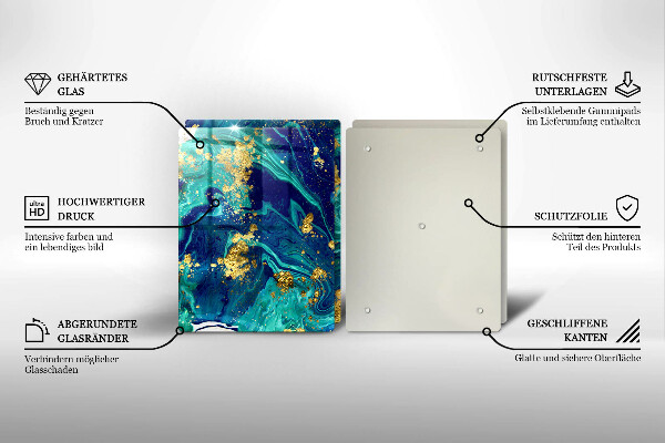 Tagliere in vetro temperato Astrazione con l'oro