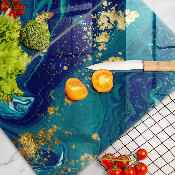 Tagliere in vetro temperato Astrazione con l'oro