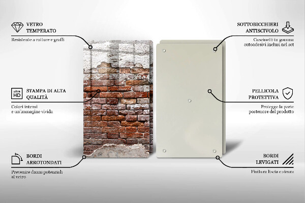 Tagliere in vetro temperato Vecchio muro di mattoni e cemento